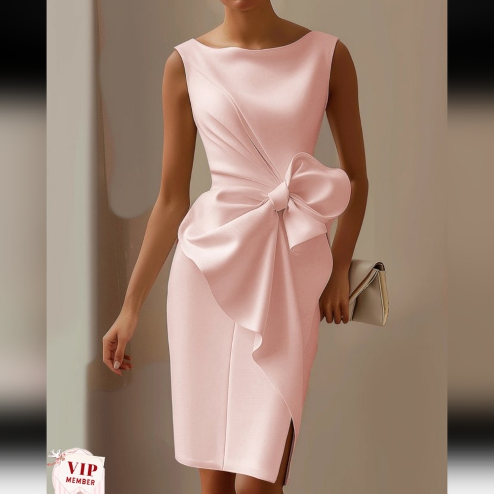 Fehaute Elegant Pink Sleeveless Dress